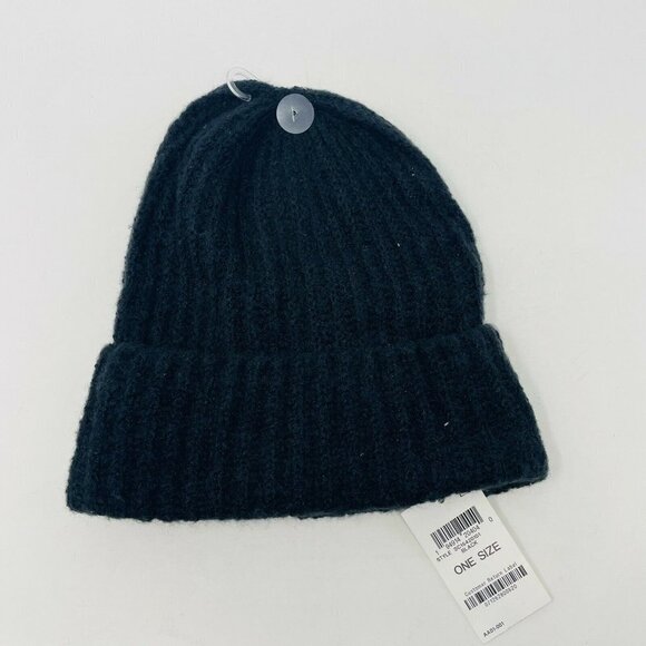 Style & Co Womens One Size Fits Most Ribbed Solid Knit Beanie Hat Black 1026 - Picture 3 of 5